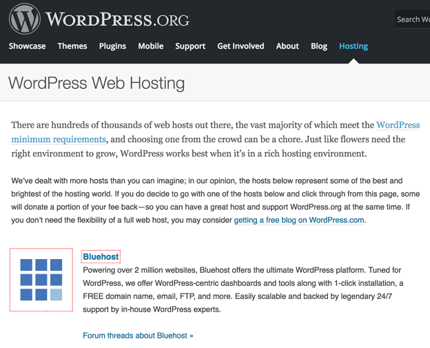 bluehost是wordpress官方推薦的主機之一