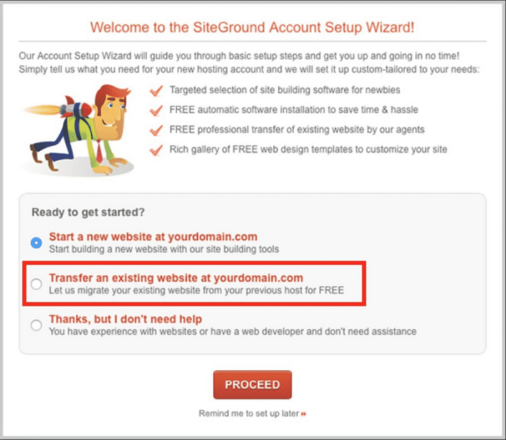 siteground provides free website migration with one click